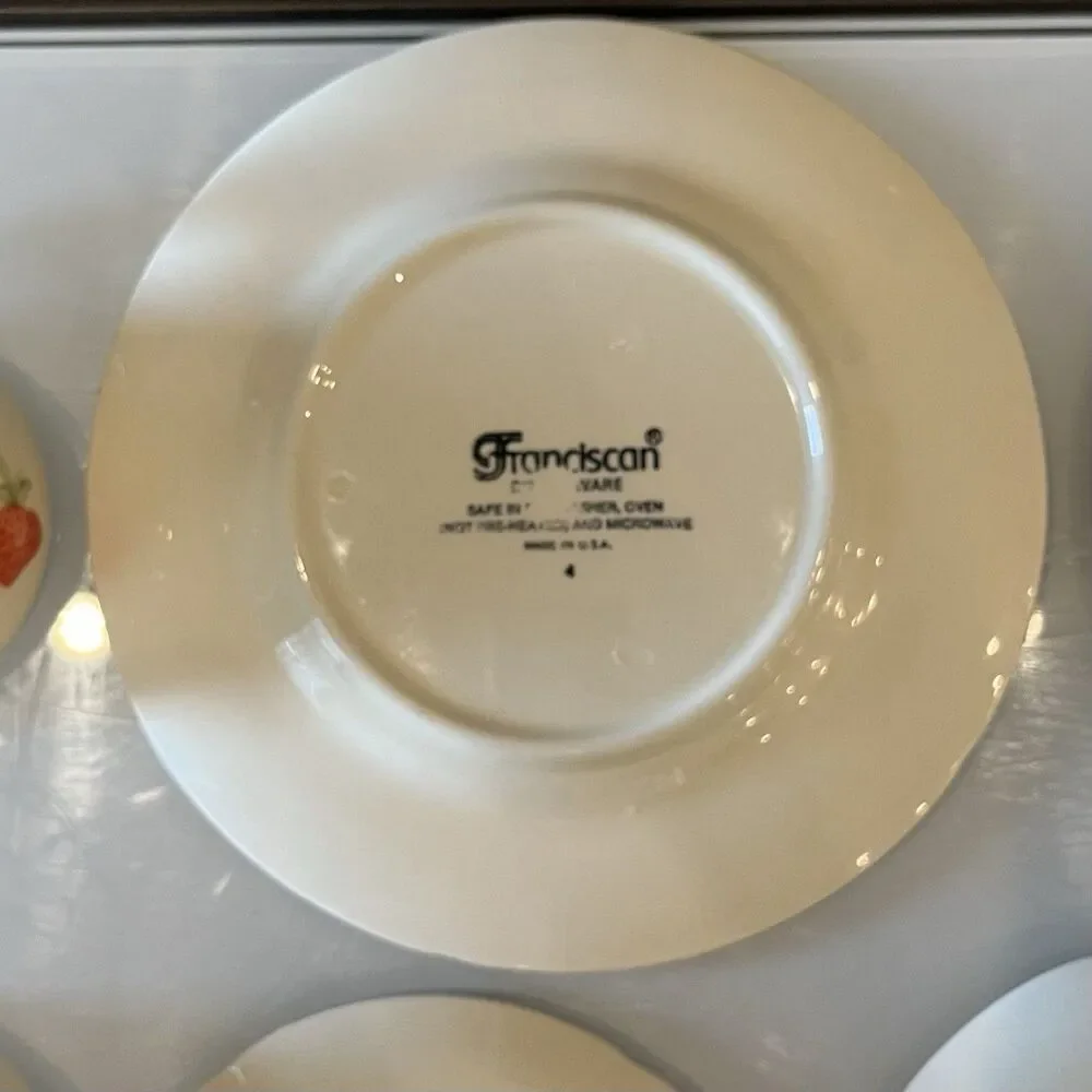 Franciscan Strawberry Fair Cup Saucer Plate Set Vintage Cottagecore Tea Party